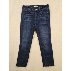 Loft Ann Taylor Jeans Size 4 Modern Straight Blue Wash Denim Distressed‎ Hem